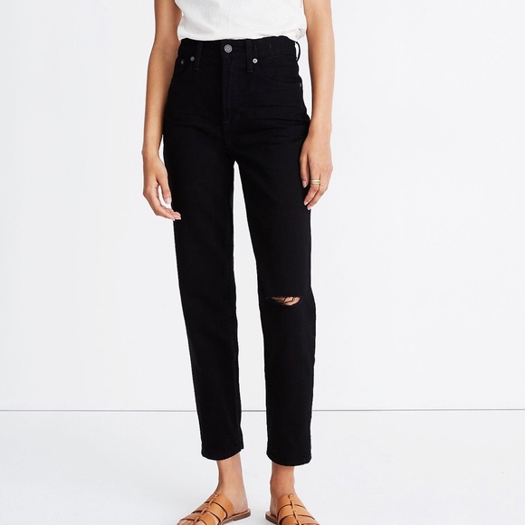 Madewell The Perfect Vintage Jean in Stone Black: Knee Slit Edition High Rise 24 - Picture 3 of 16